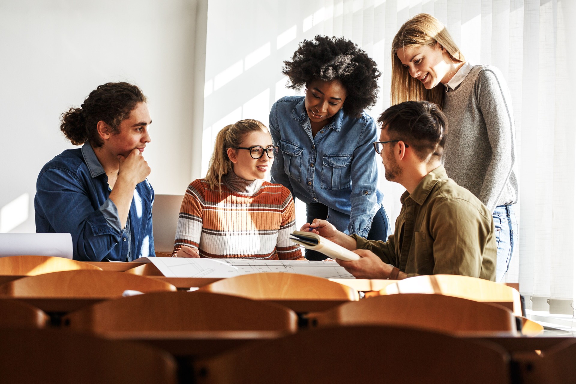Group of design students in the classroom.